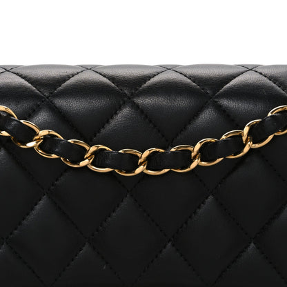Lambskin Quilted Small Double Flap Black