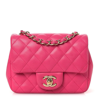 Lambskin Quilted Mini Square Flap Pink