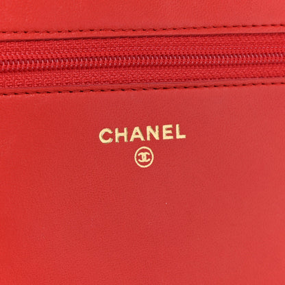 Lambskin Quilted Boy Wallet On Chain WOC Red