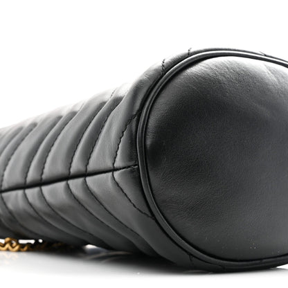 Calfskin Matelasse Mini GG Marmont 2.0 Bucket Bag Black