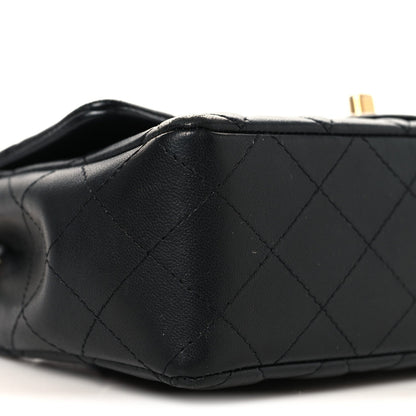 Lambskin Quilted Mini Rectangular Flap Black