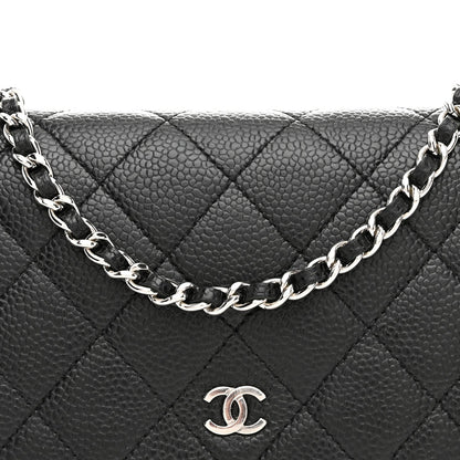 Caviar Quilted Wallet on Chain WOC Black