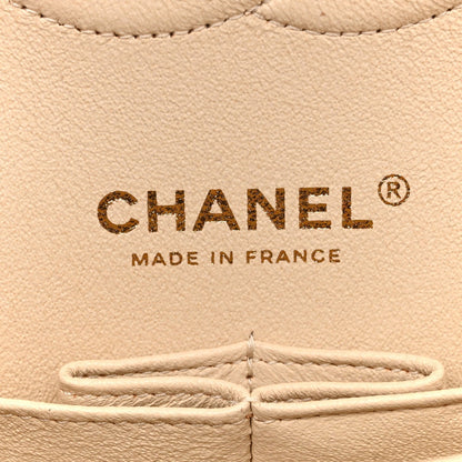 Caviar Quilted Medium Double Flap Light Beige