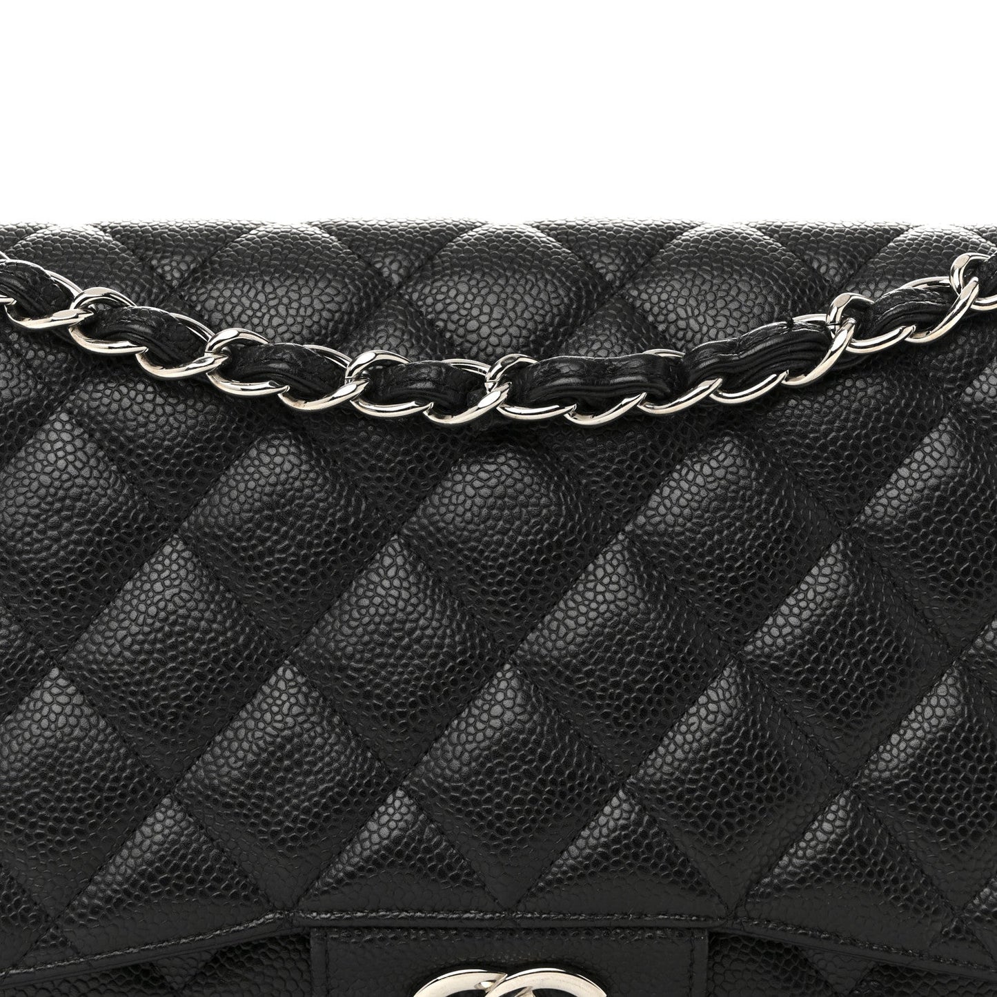 Caviar Quilted Jumbo Double Flap Black