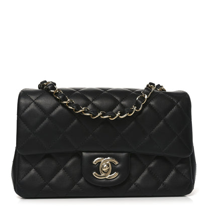Lambskin Quilted Mini Rectangular Flap Black