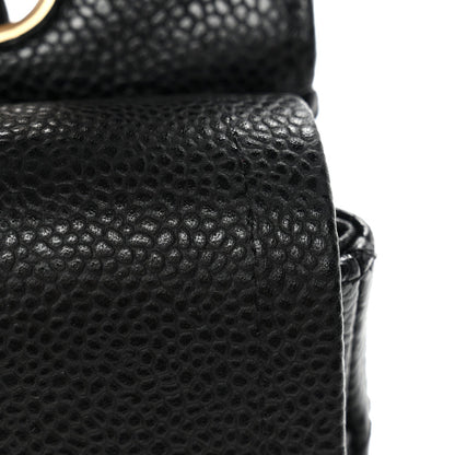 Caviar Quilted Medium Double Flap Black