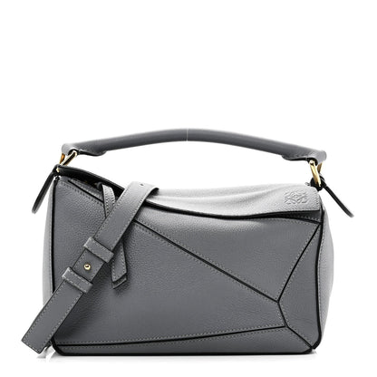 Soft Grained Calfskin Small Puzzle Bag Asphalt Grey