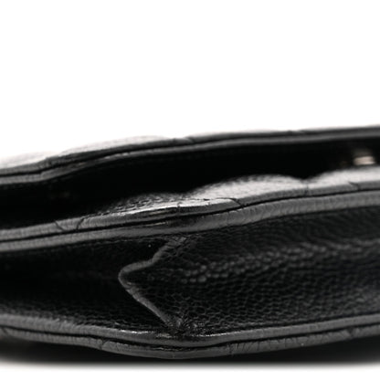 Caviar Quilted Wallet on Chain WOC Black