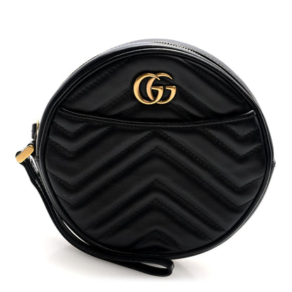 Calfskin Matelasse GG Marmont Round Wrist Wallet Black