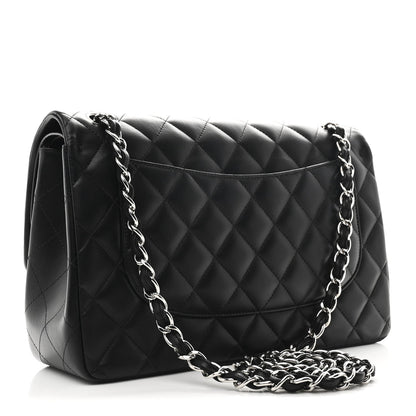 Lambskin Quilted Jumbo Double Flap Black