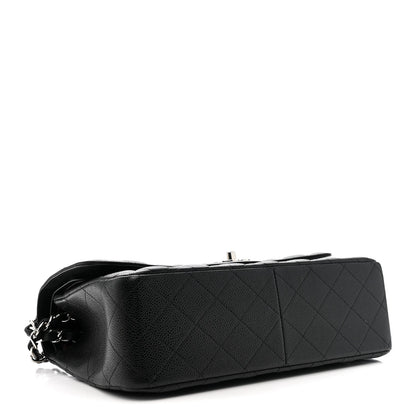 Caviar Quilted Jumbo Double Flap Black