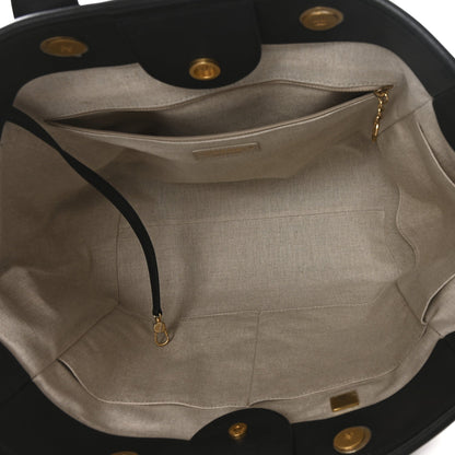 Calfskin Medium Deauville Tote Black Multicolor