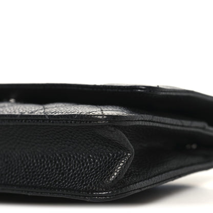 Caviar Quilted Wallet on Chain WOC Black