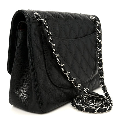 Caviar Quilted Jumbo Double Flap Black