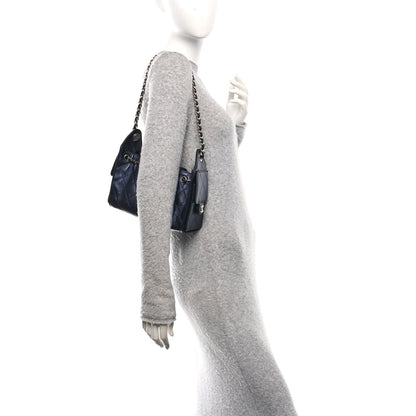 Metallic Caviar Quilted Mini Chanel 25 Handbag Dark Blue