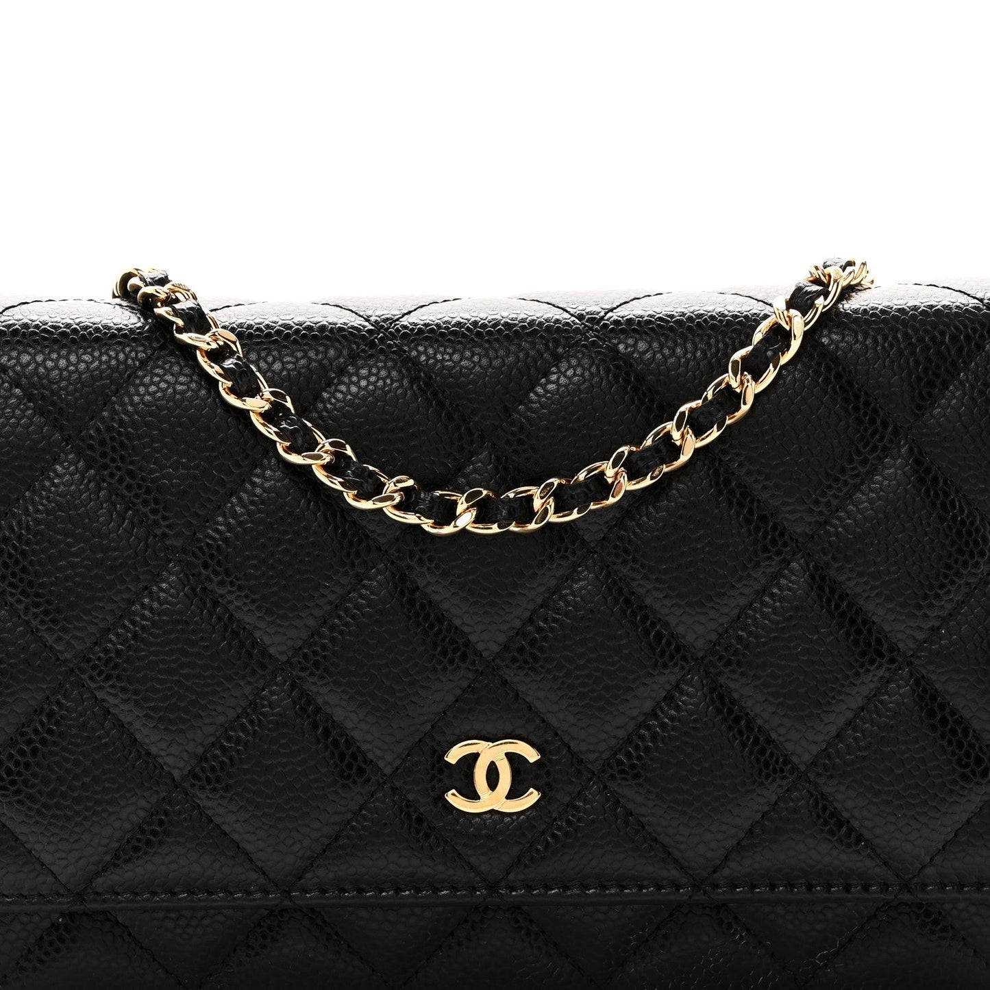 Caviar Quilted Wallet on Chain WOC Black