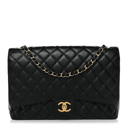 Caviar Quilted Maxi Double Flap Black