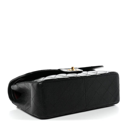 Caviar Quilted Jumbo Double Flap Black