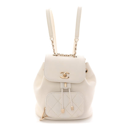 Caviar Quilted Mini Business Affinity Backpack White