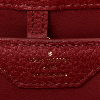 Calfskin Woven Capucines PM Black Red