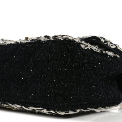 Tweed Braided Mini Rectangular Flap Black