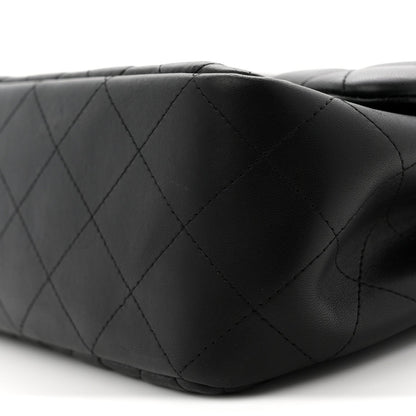 Lambskin Quilted Jumbo Double Flap Black