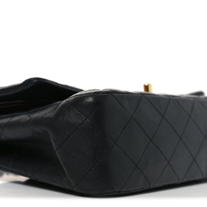 Lambskin Quilted Medium Double Flap Black