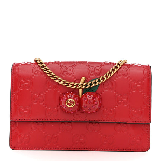 Guccissima Mini Cherry Chain Bag Hibiscus Red