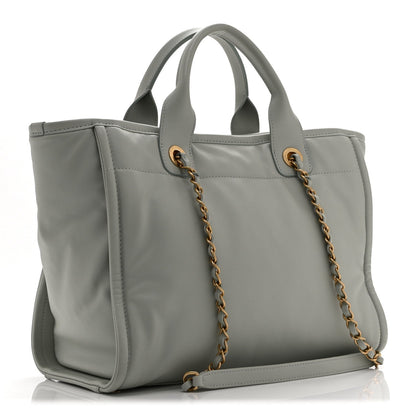 Calfskin Embossed Small Deauville Tote Light Blue