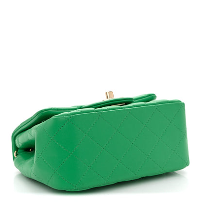 Lambskin Quilted Mini Square Flap Green