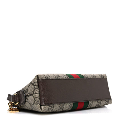 GG Supreme Monogram Textured Dollar Calfskin Web Small Ophidia Dome Shoulder Bag Beige Ebony New Acero