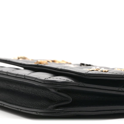 Aged Calfskin Quilted Lucky Charms 2.55 Reissue Wallet On Chain WOC Black
