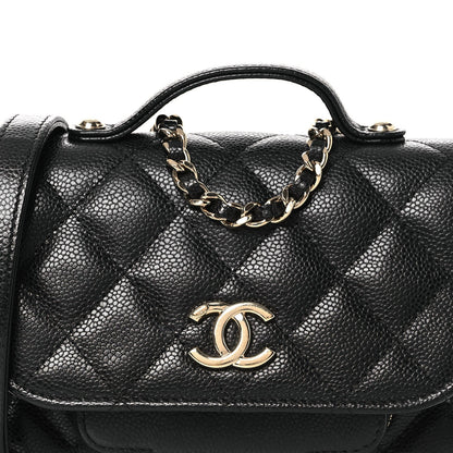 Caviar Quilted Business Affinity Clutch With Chain Black