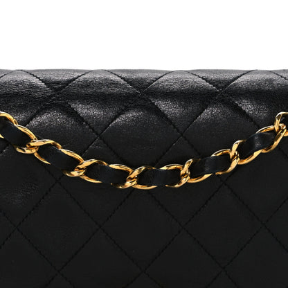 Lambskin Quilted Small Double Flap Black