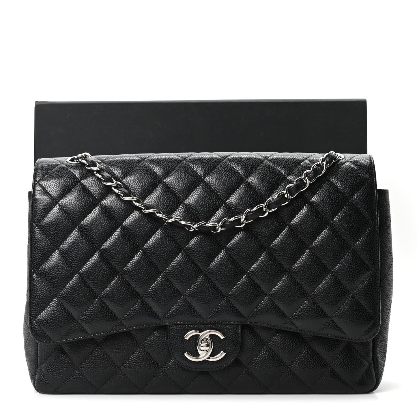 Caviar Quilted Maxi Double Flap Black