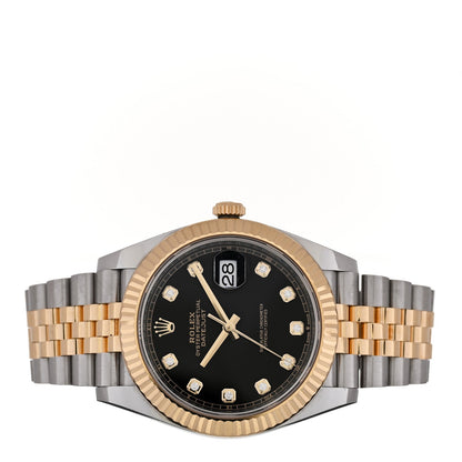 Stainless Steel 18K Yellow Gold Diamond 41mm Oyster Perpetual Datejust Watch Black 126333