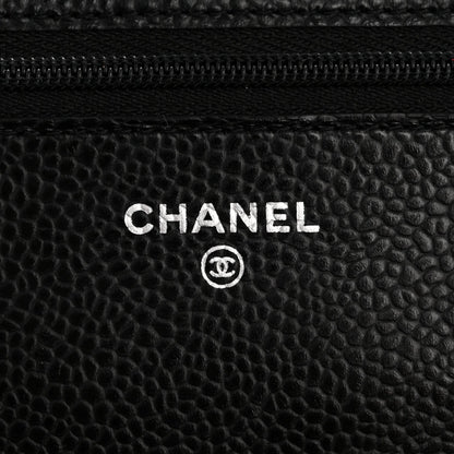 Caviar Quilted Wallet on Chain WOC Black
