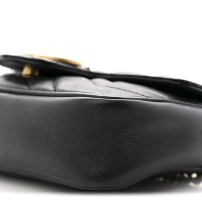Calfskin Matelasse Super Mini GG Marmont Shoulder Bag Black