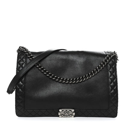 Calfskin Large Boy Reverso Flap Black