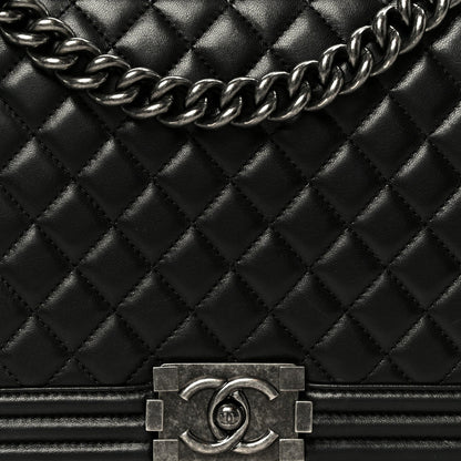 Calfskin Quilted Medium Boy Flap Black