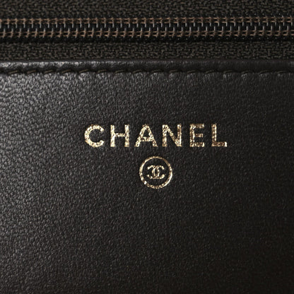 Lambskin Quilted Trendy CC Wallet On Chain WOC Dark Brown