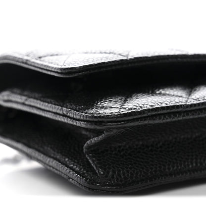 Caviar Quilted Wallet on Chain WOC Black