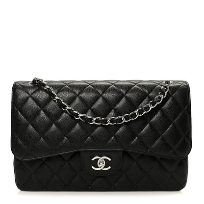 Caviar Quilted Jumbo Double Flap Black