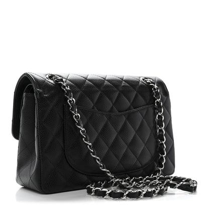 Caviar Quilted Small Double Flap Black