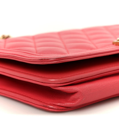 Caviar Quilted Boy Wallet On Chain WOC Dark Pink