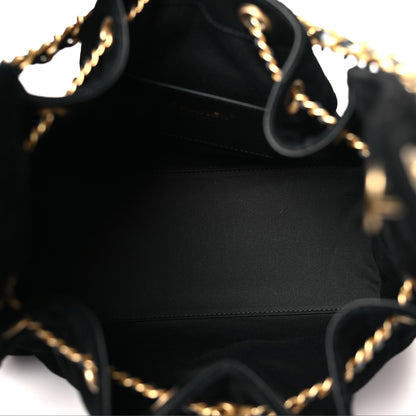 Suede Quilted Small Chanel 25 Handbag Black