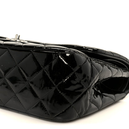 Patent Quilted Jumbo Double Flap Black