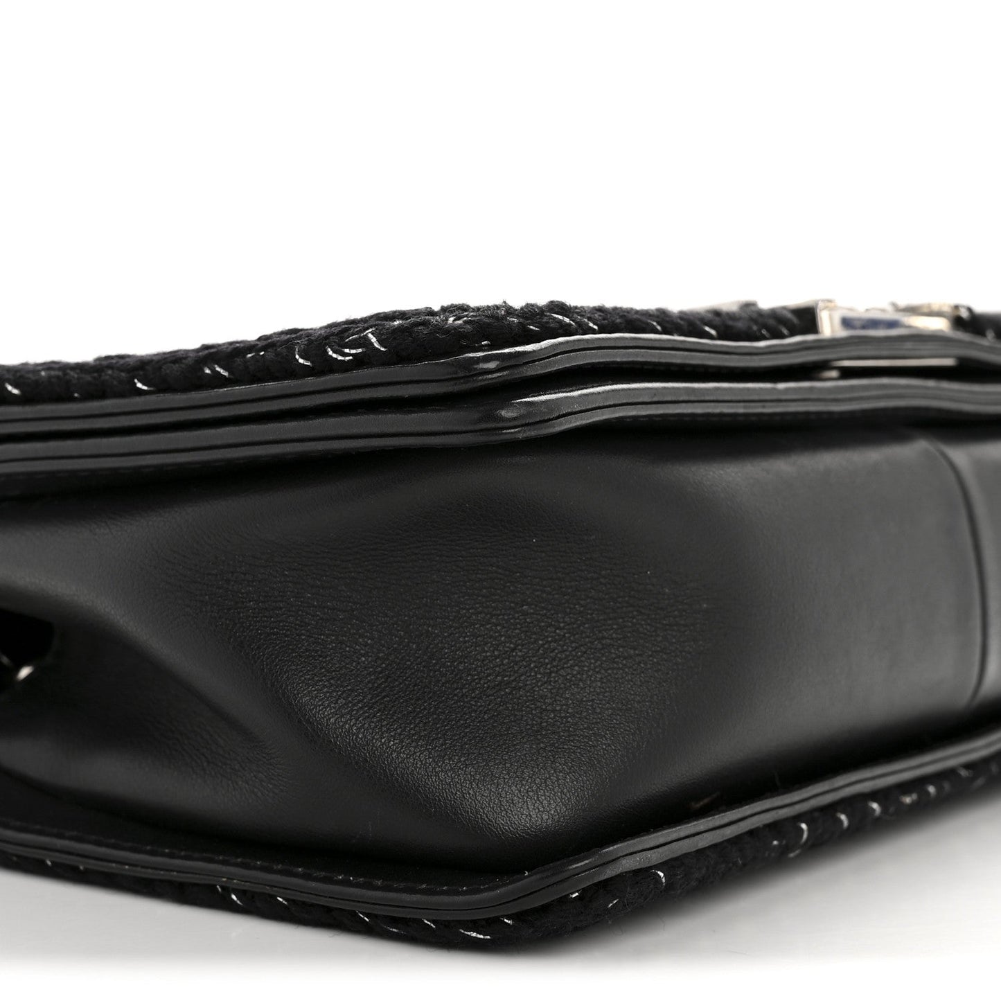 Calfskin Chevron Tweed Medium Boy Flap Black