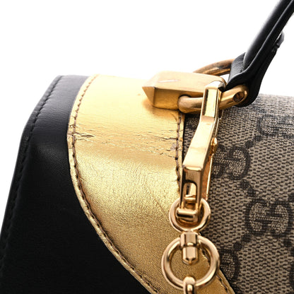 GG Supreme Monogram Small Osiride Top Handle Bag Black Gold