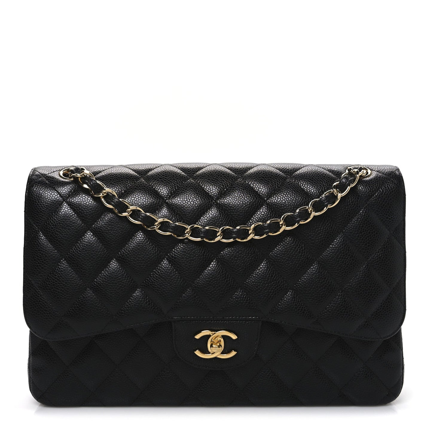 Caviar Quilted Jumbo Double Flap Black